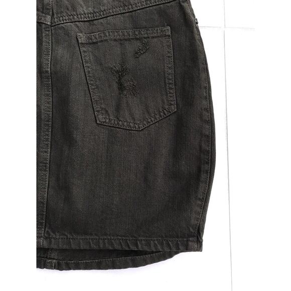 Carmar Distressed A-Line Cotton Denim Jean Mini Skirt Olive - Picture 9 of 10